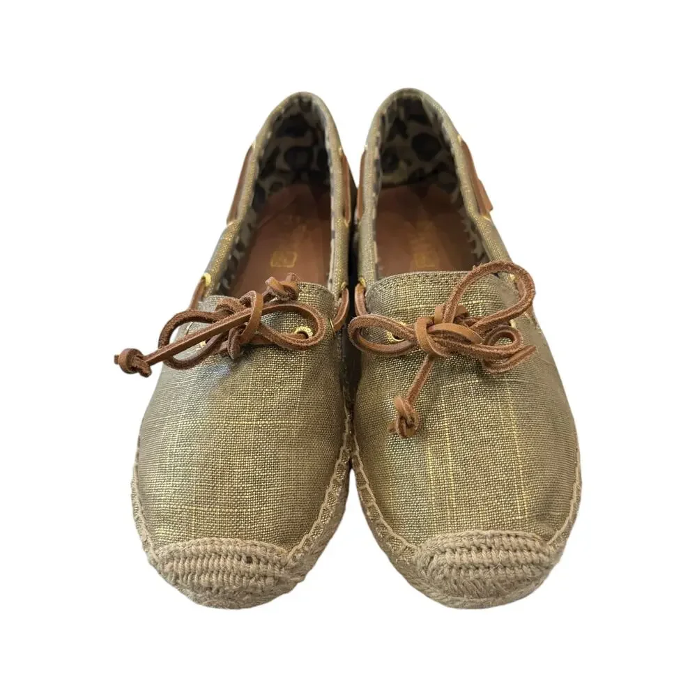 Sperry Katama Metallic Gold Espadrille Boat Shoes Women’s 7.5M